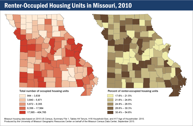 Renter-occupied housing units in Missouri, 2010