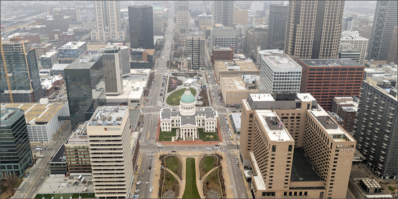 aerial view of downtown St. Louis